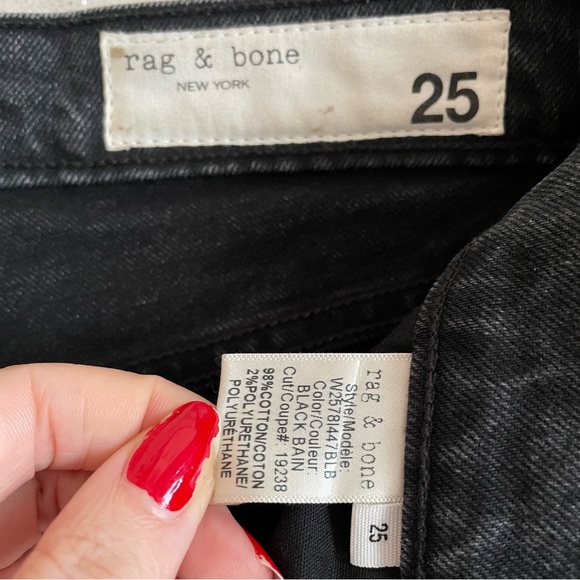 Rag & Bone Faded Black High Rise Moto Zippered Cropped Jeans ✨ - Picture 4 of 8